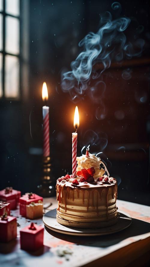 抖音里生日蛋糕烟花蜡烛