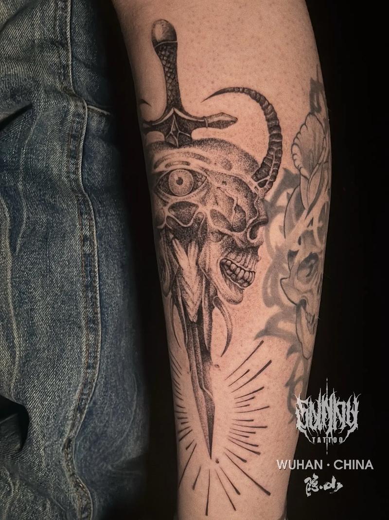 快手骷髅男孩纹身图片