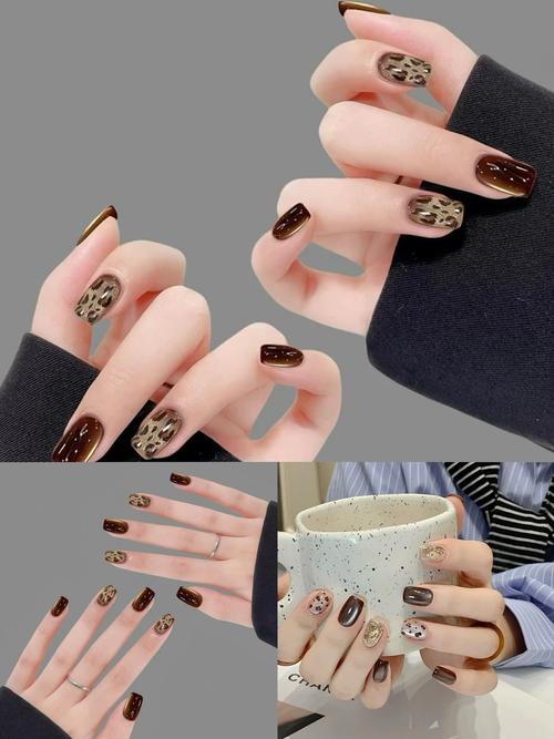 抖音最火豹纹美甲磨砂