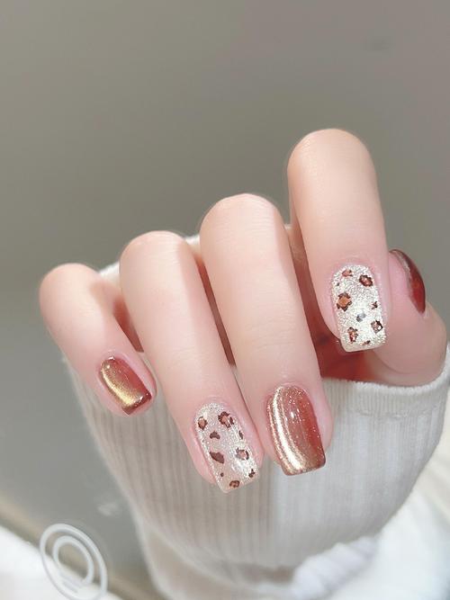 抖音最火豹纹美甲磨砂