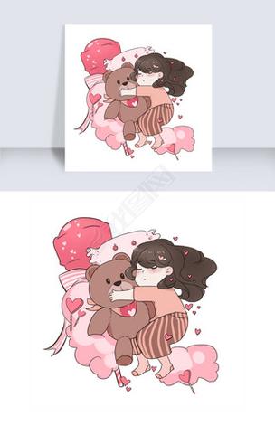 抖音玩具熊抱小孩睡觉