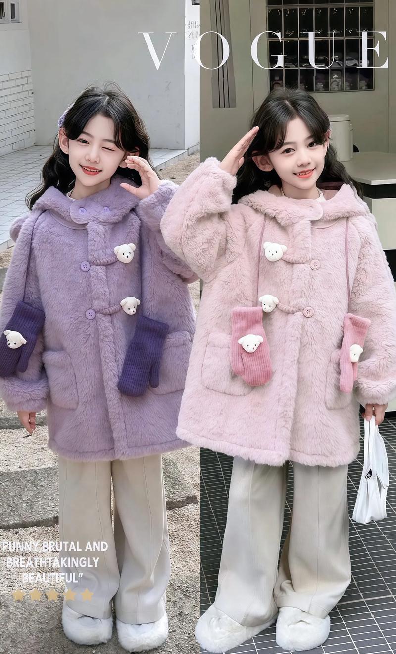 抖音同款小孩毛绒外套