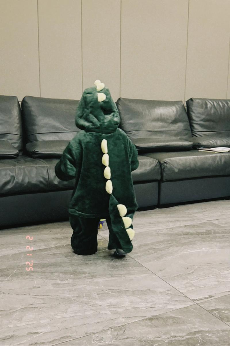 抖音小孩骑着恐龙衣服