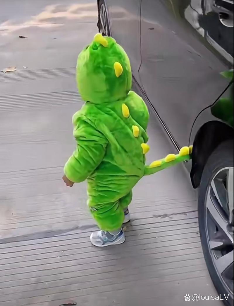 抖音小孩骑着恐龙衣服