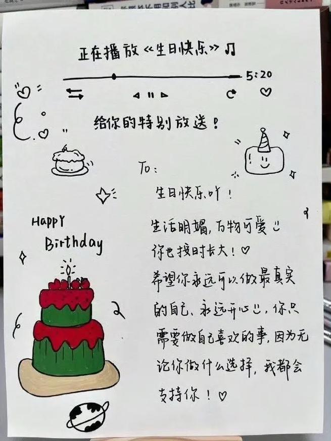 抖音手绘生日贺卡文字