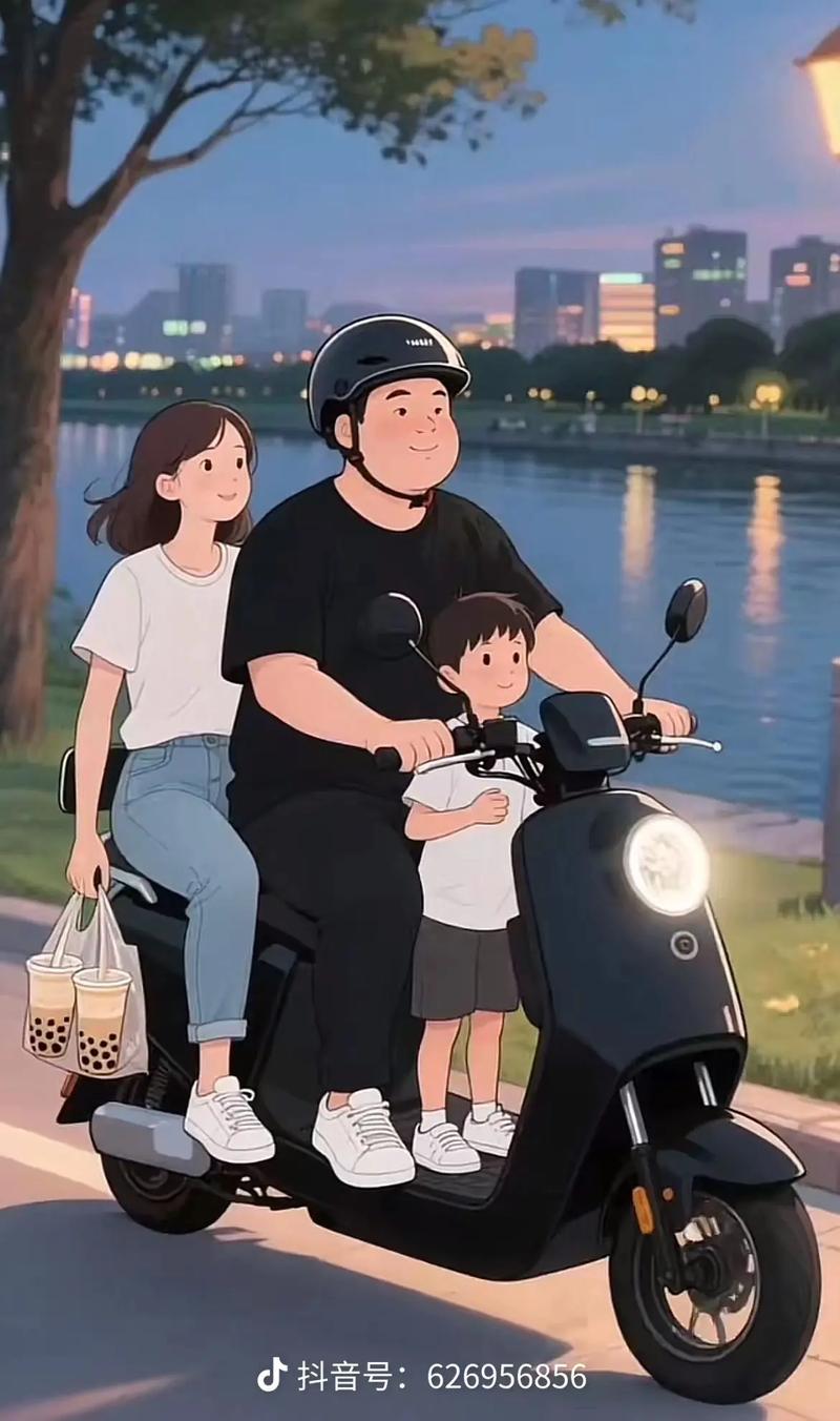 抖音一家三口儿童车
