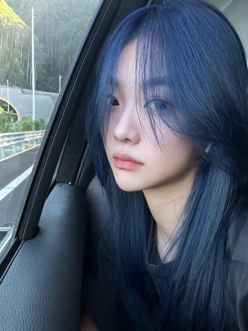 抖音蓝黑色头发图片