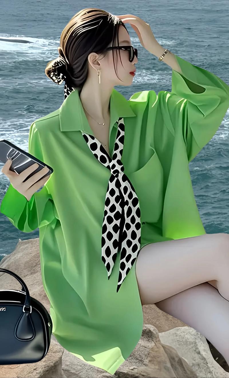 抖音淡绿色衣服美女