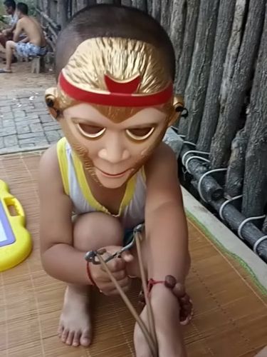 快手有个小孩跟猴子