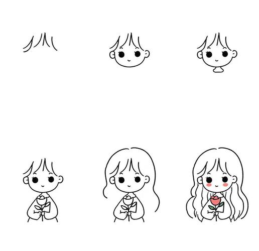 抖音手账简笔画女孩