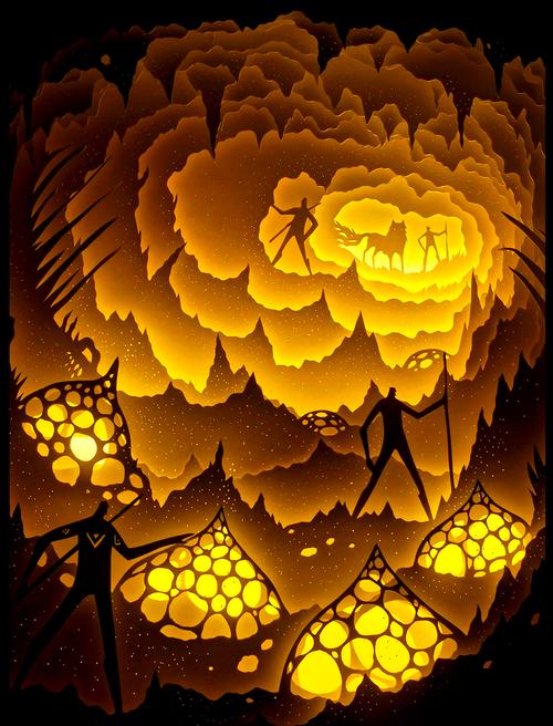 抖音光影纸雕灯视频