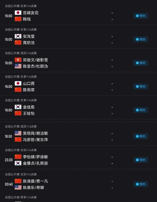 今日羽毛球赛事直播