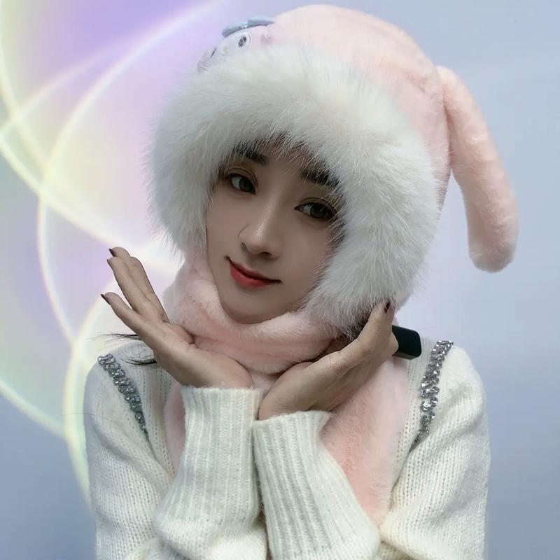 抖音兔耳朵帽子女孩